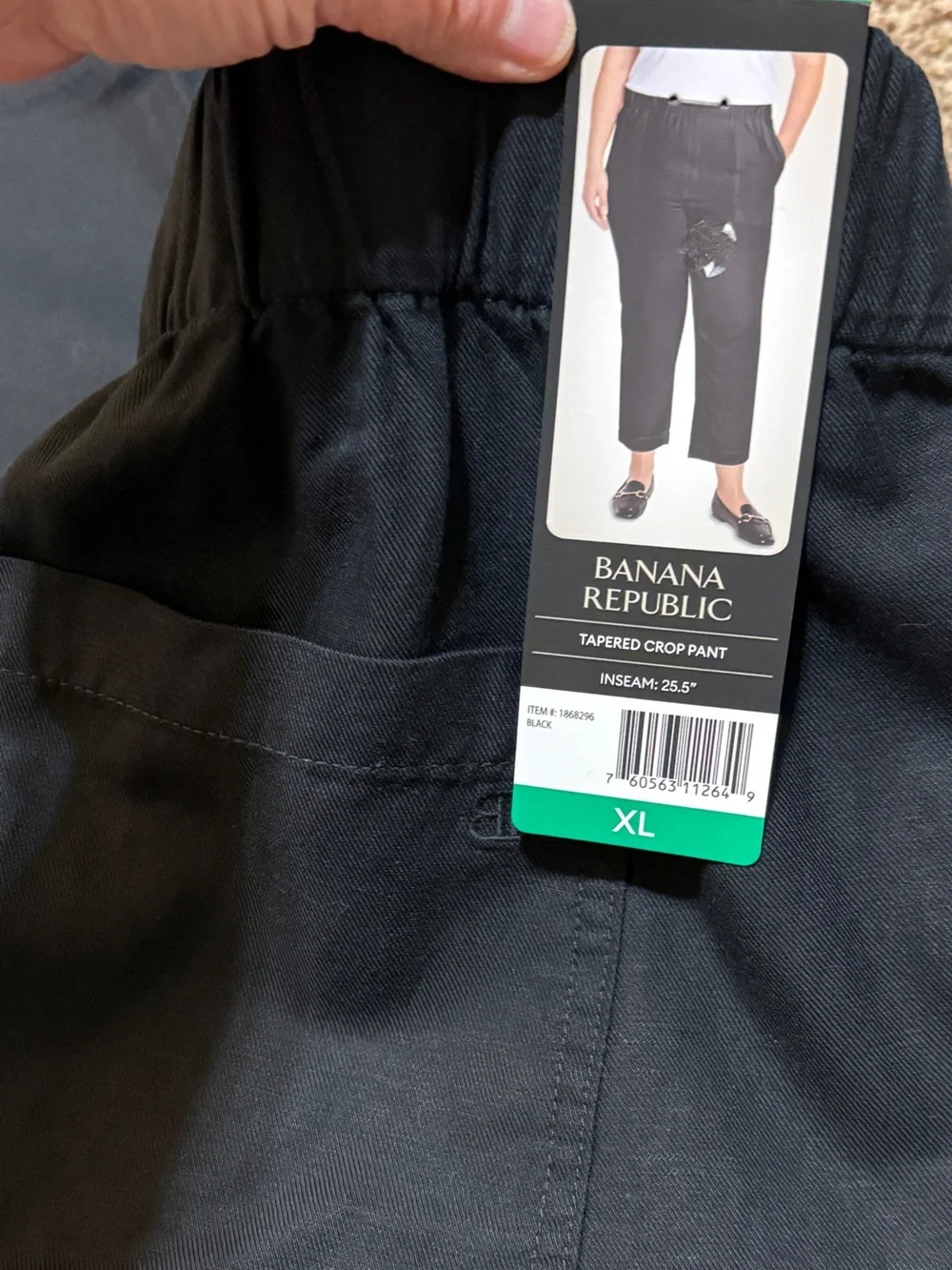 Banana Republic Black Pull On Tapered Cropped Pants Womens XL NWT